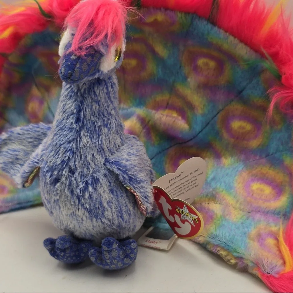Ty Beanie Babies Flashy Peacock Plush Beanbag Retired Vintage 2000 MPN 04339